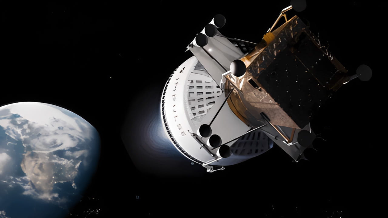 Rendering of a space vehicle above Earth