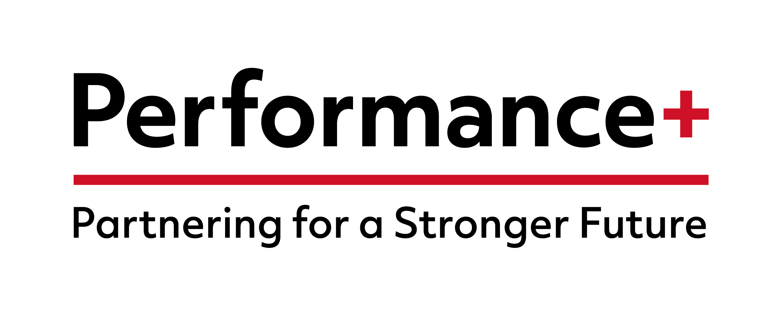 Text on two lines. The first line reads Performance+. The second line reads Partnering for a Stronger Future.