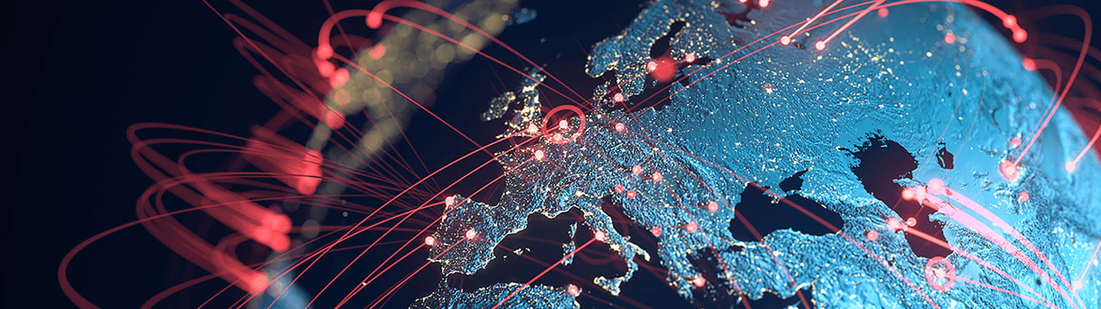 Digital lines tracing globe