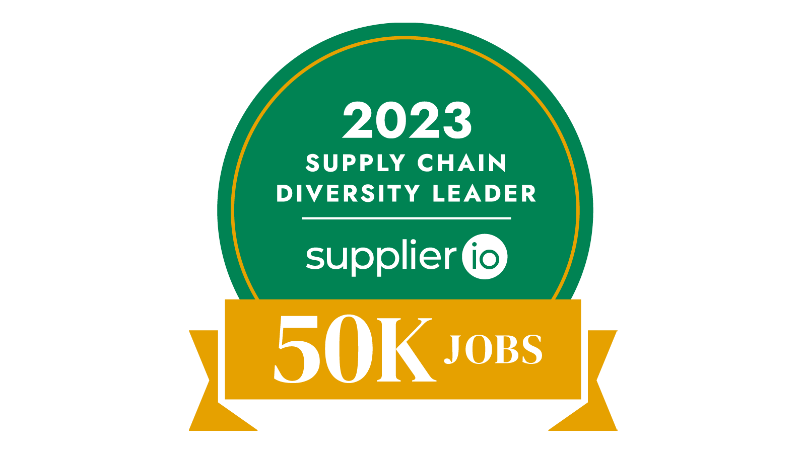 2023 Supply Chain Diversity Leader 50K jobs Supplier.io Award logo