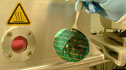 a glass wafer during the fabrication process