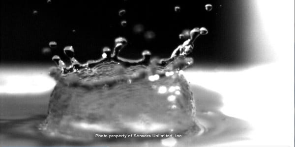 A drop of water imaged with Raytheon Sensors Unlimited's SU640SDWH.