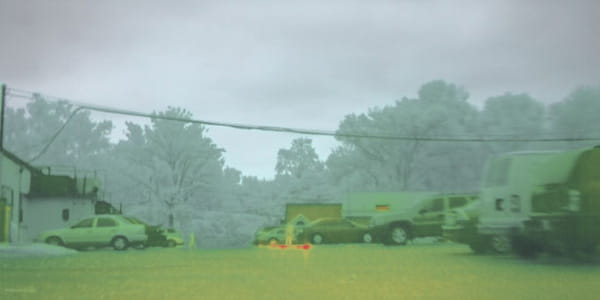 hinted swir night view people in parking lot