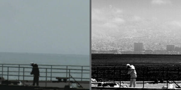 Berkeley across the water, foggy vs clearer