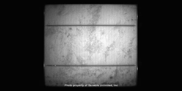 PL image taken of the same cell with a cooled silicon CCD camera using a 10 second exposure time. The camera resolution was 1k x 1k pixels