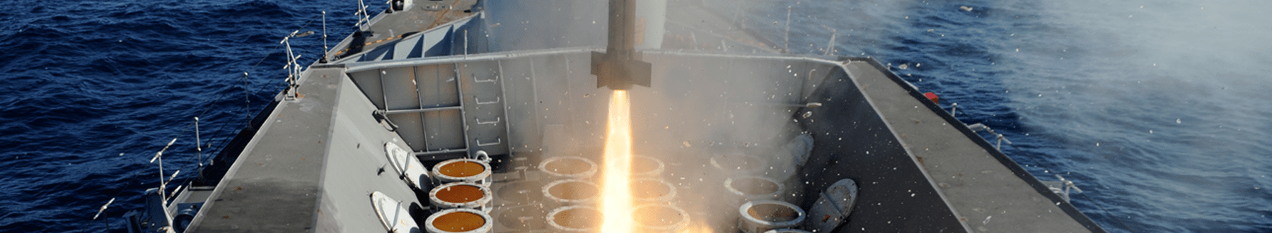 rocket missile being launched from a ship