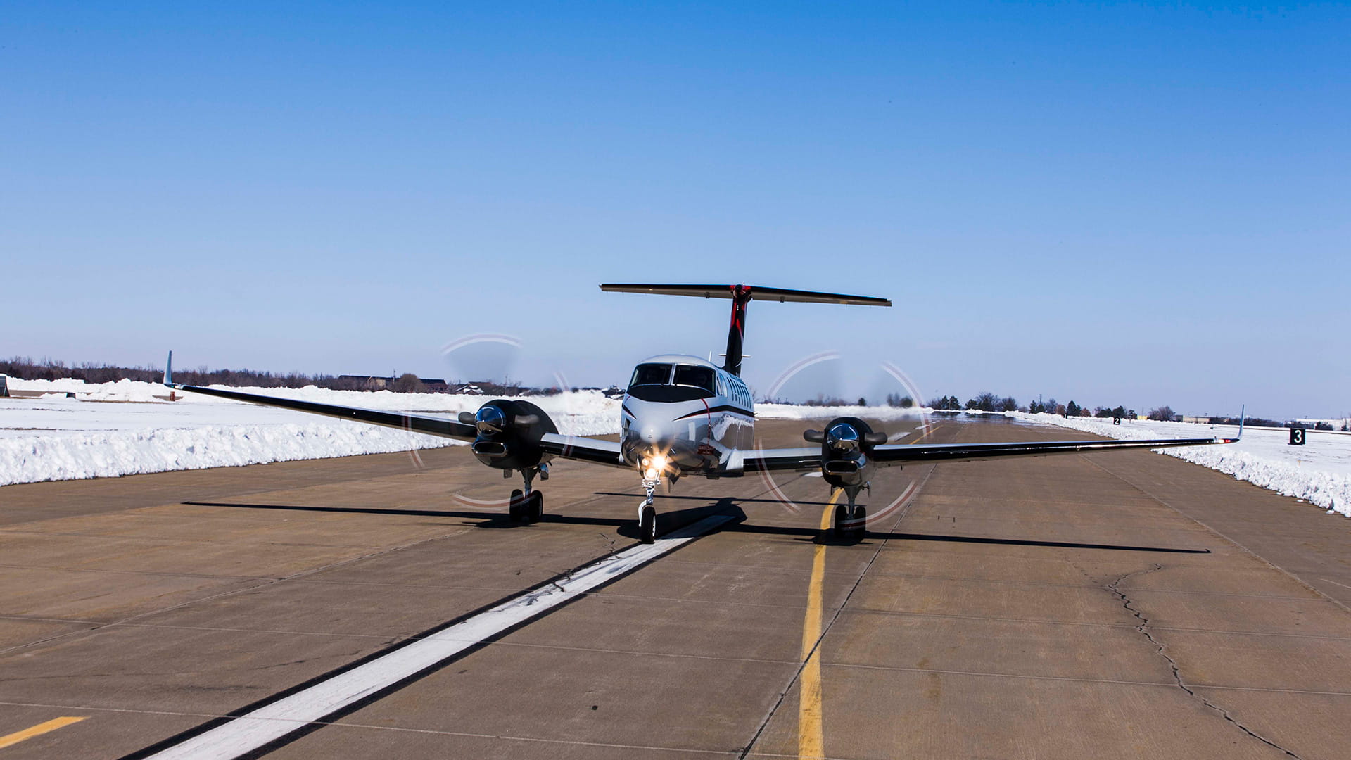 A Beechcraft King Air 350 on the runway