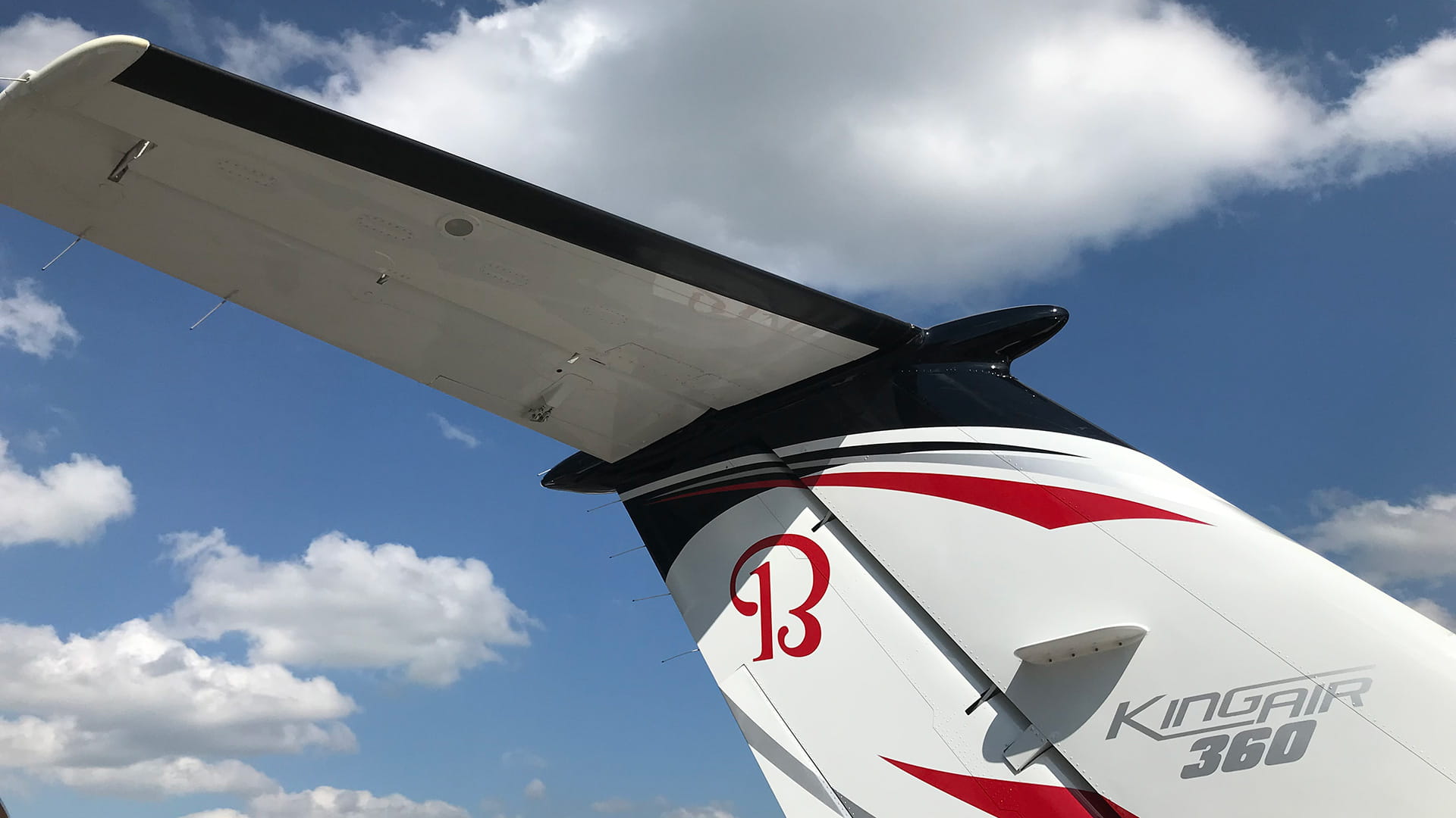 The tail of a Beechcraft King Air airplane