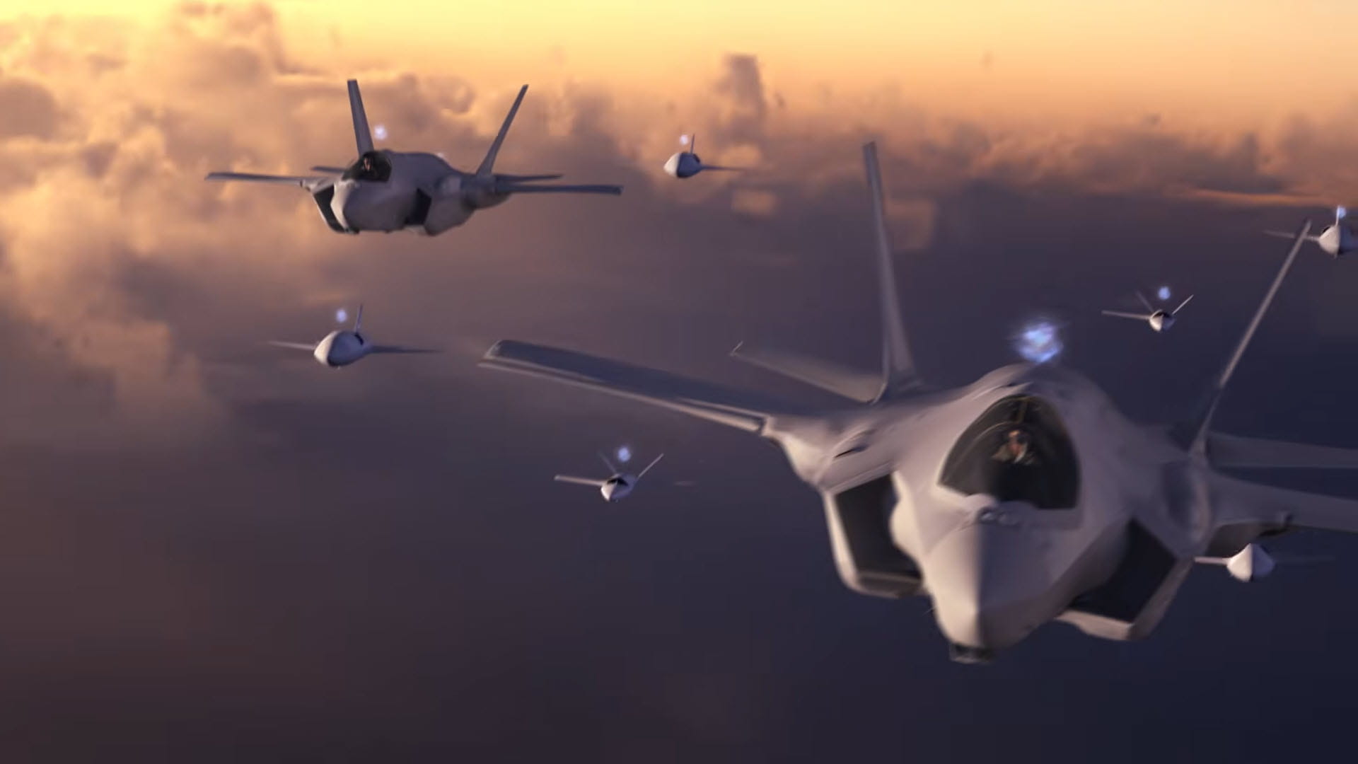 Computer animation of fighter jets with collaborative combat aircraft
