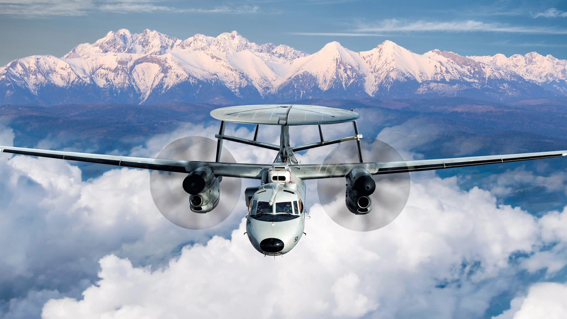 An E-2D in flight over Poland