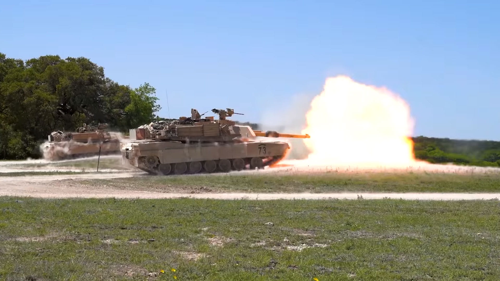 A tank firing a cannon