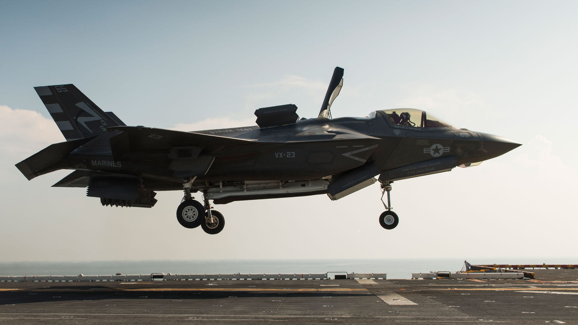F-35 fighter jet hovering