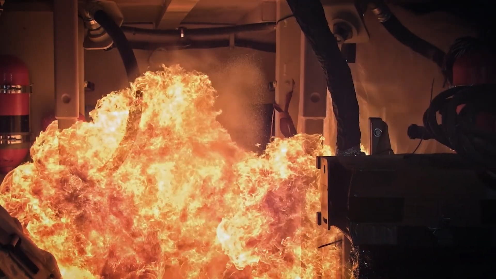 A controlled fire in a lab