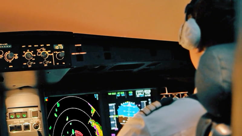 A pilot on the flight deck