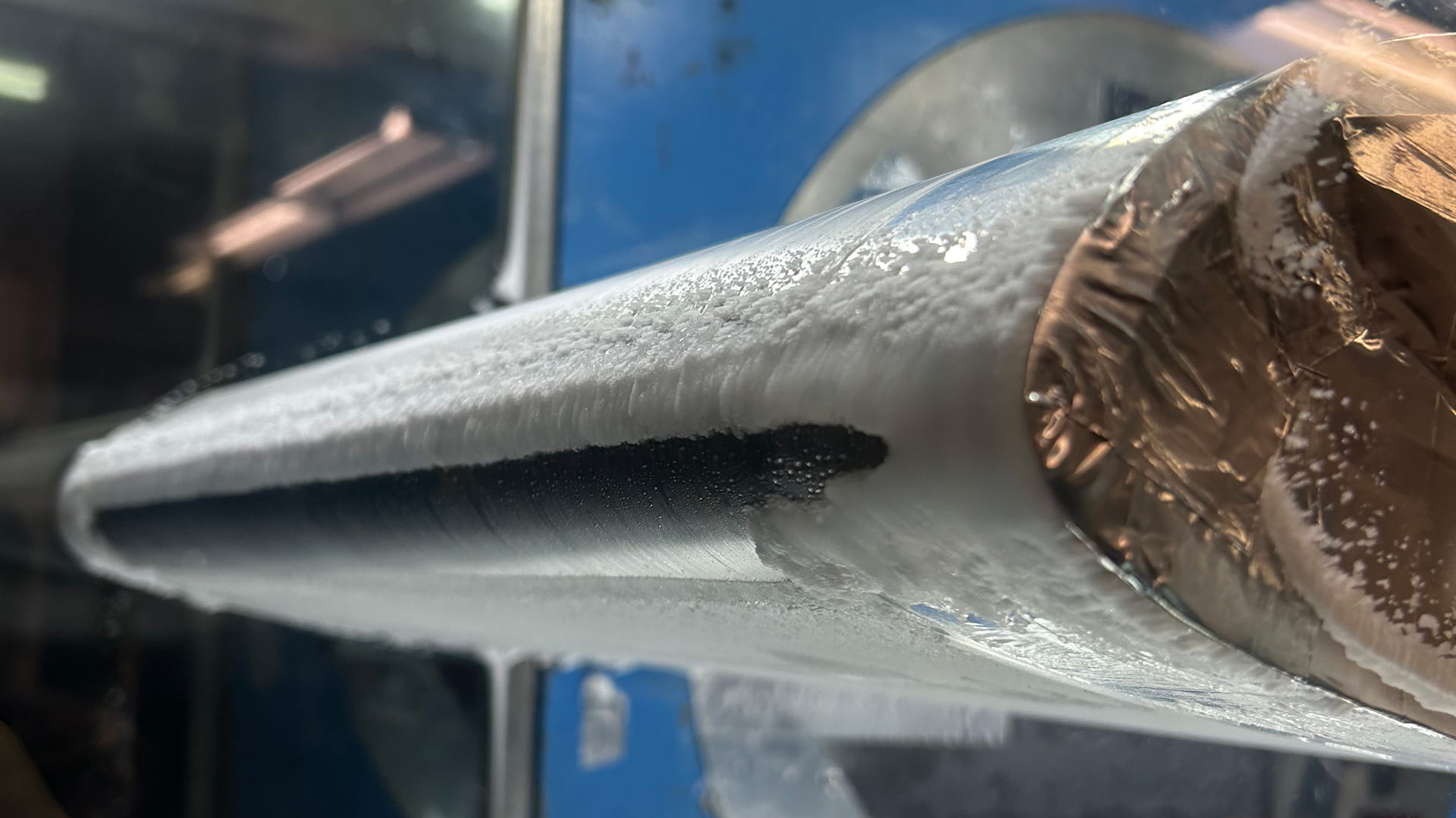 Close-up of an aircraft wing following wind tunnel testing
