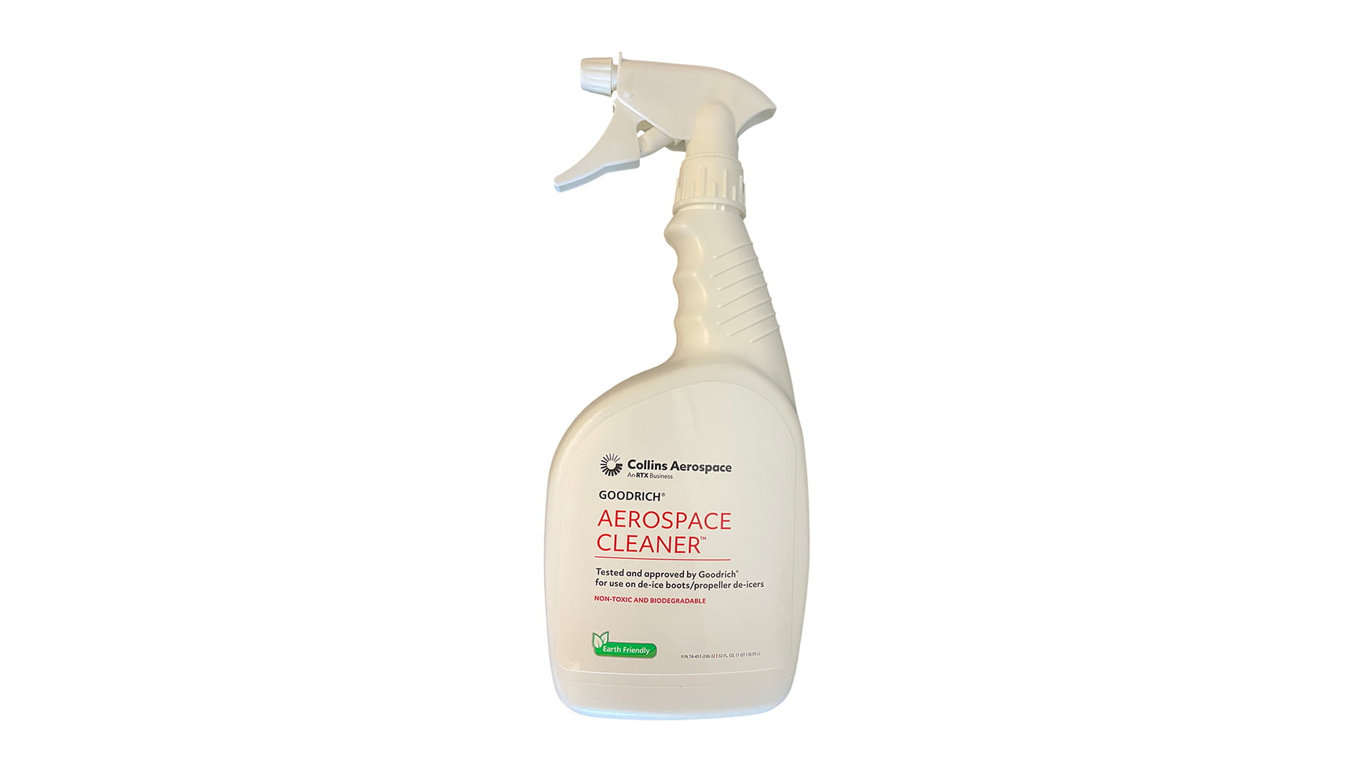 A bottle of Goodrich Aerospace cleaner