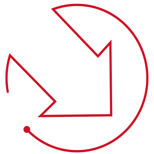 Arrow pointing down right RTX red icon