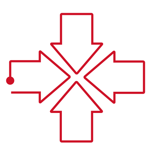 Icon of four arrows converging