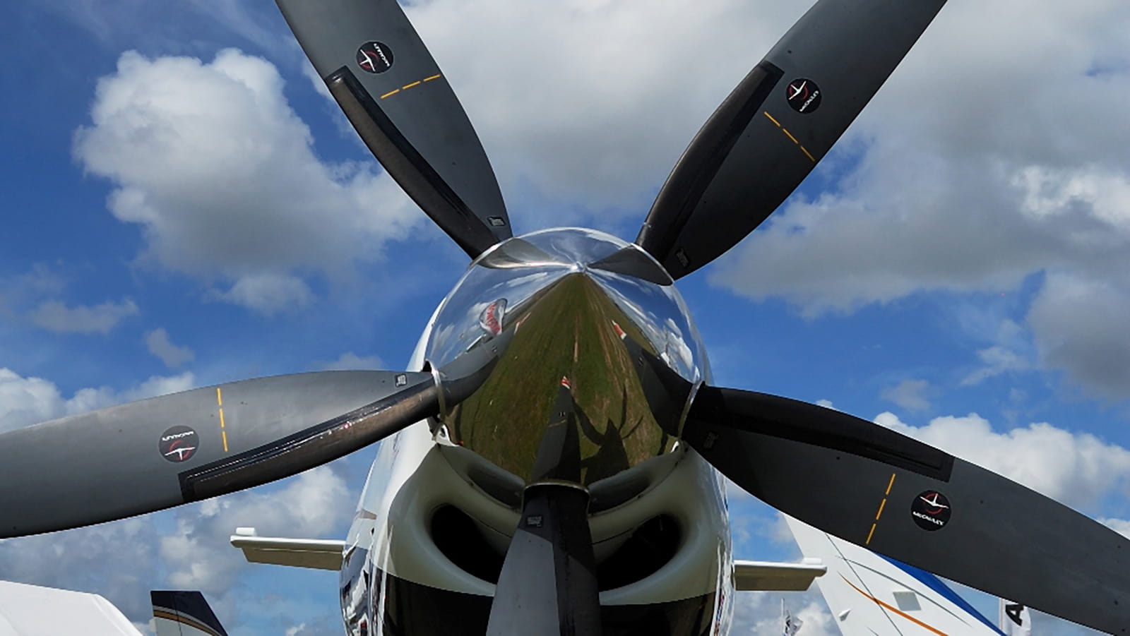 McCauley propeller with Collins Aerospace Goodrich propeller de-icers