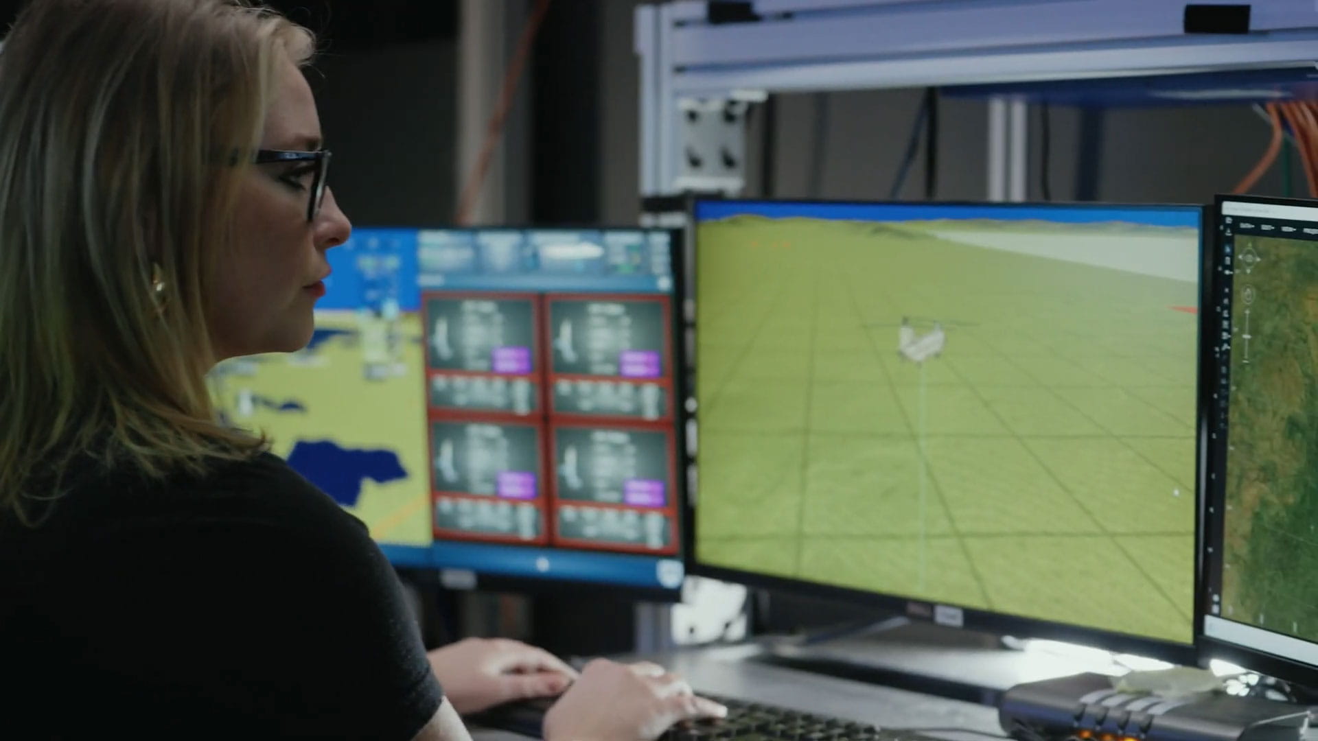 A woman operating a computer