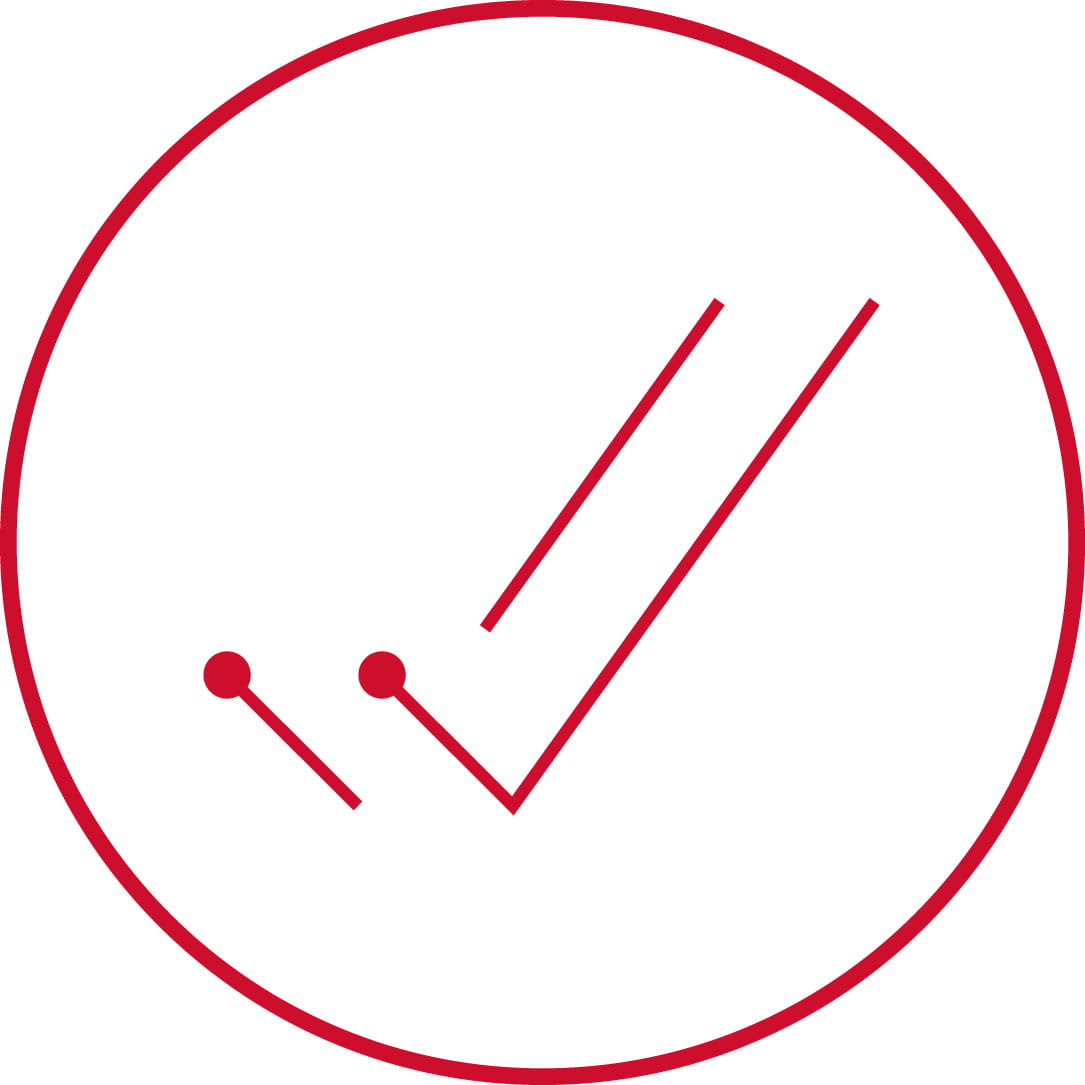 RTX red double check in circle