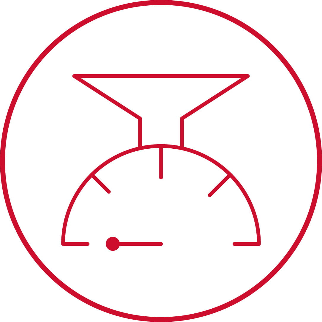 RTX red speedometer in circle