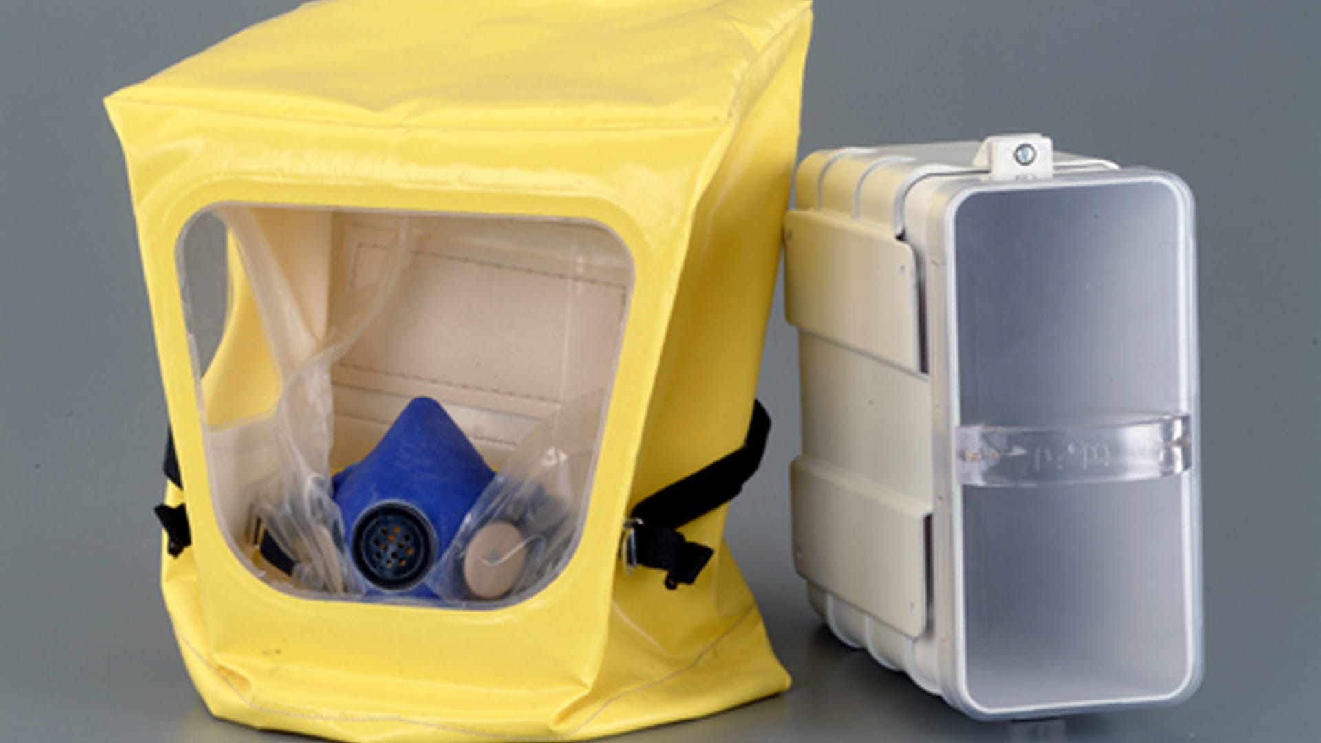 PBE Yellow containers and mask