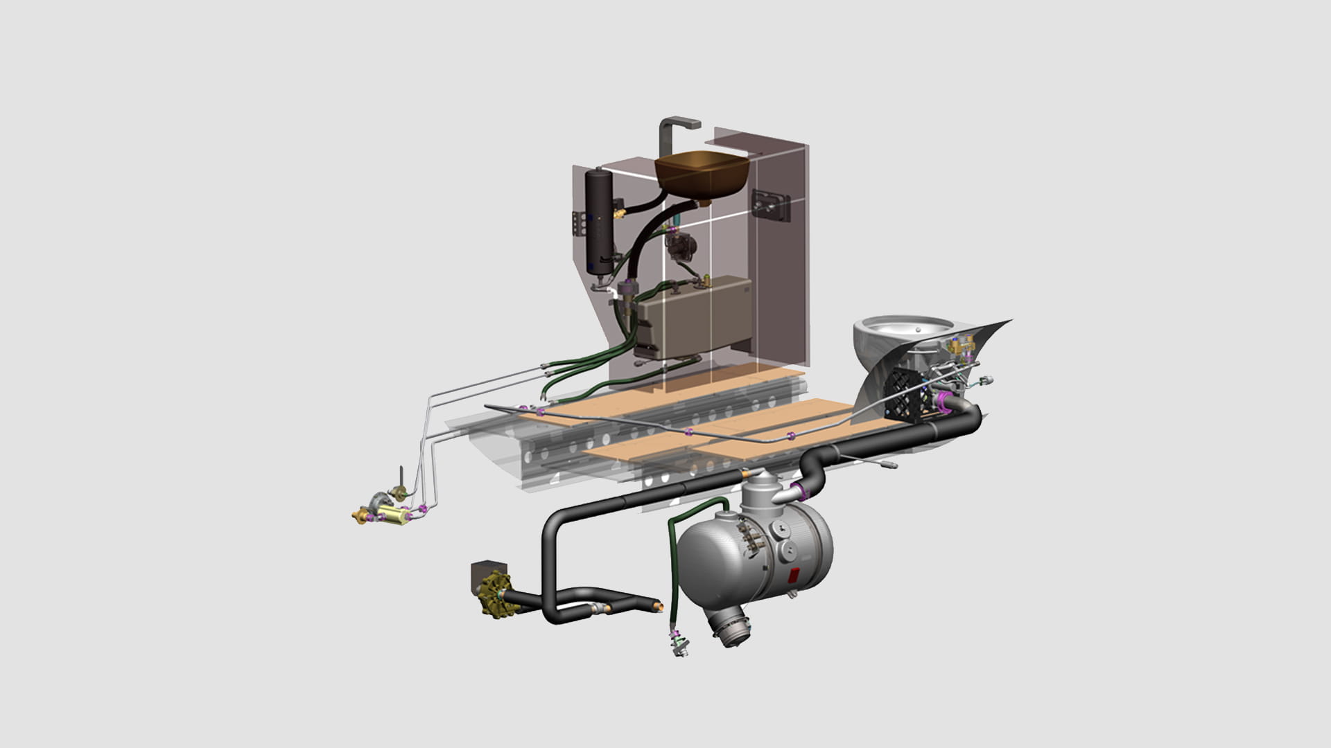 Vacuum waste system assembly