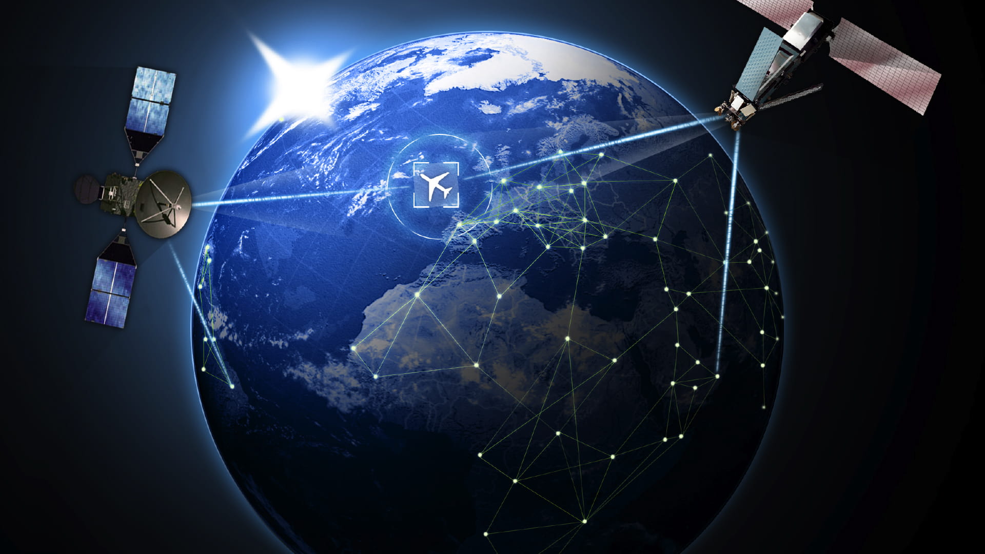 Two satellites orbiting earth