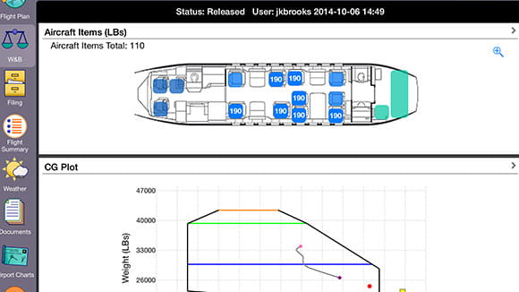 Plane weight balance data