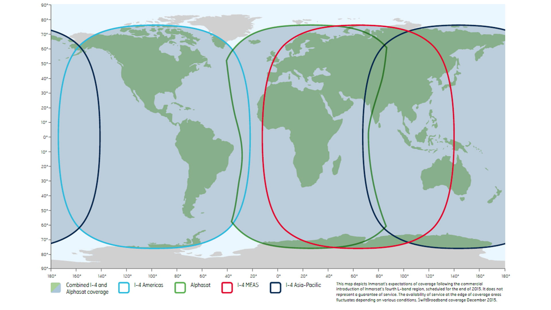 World map depicting L-band region