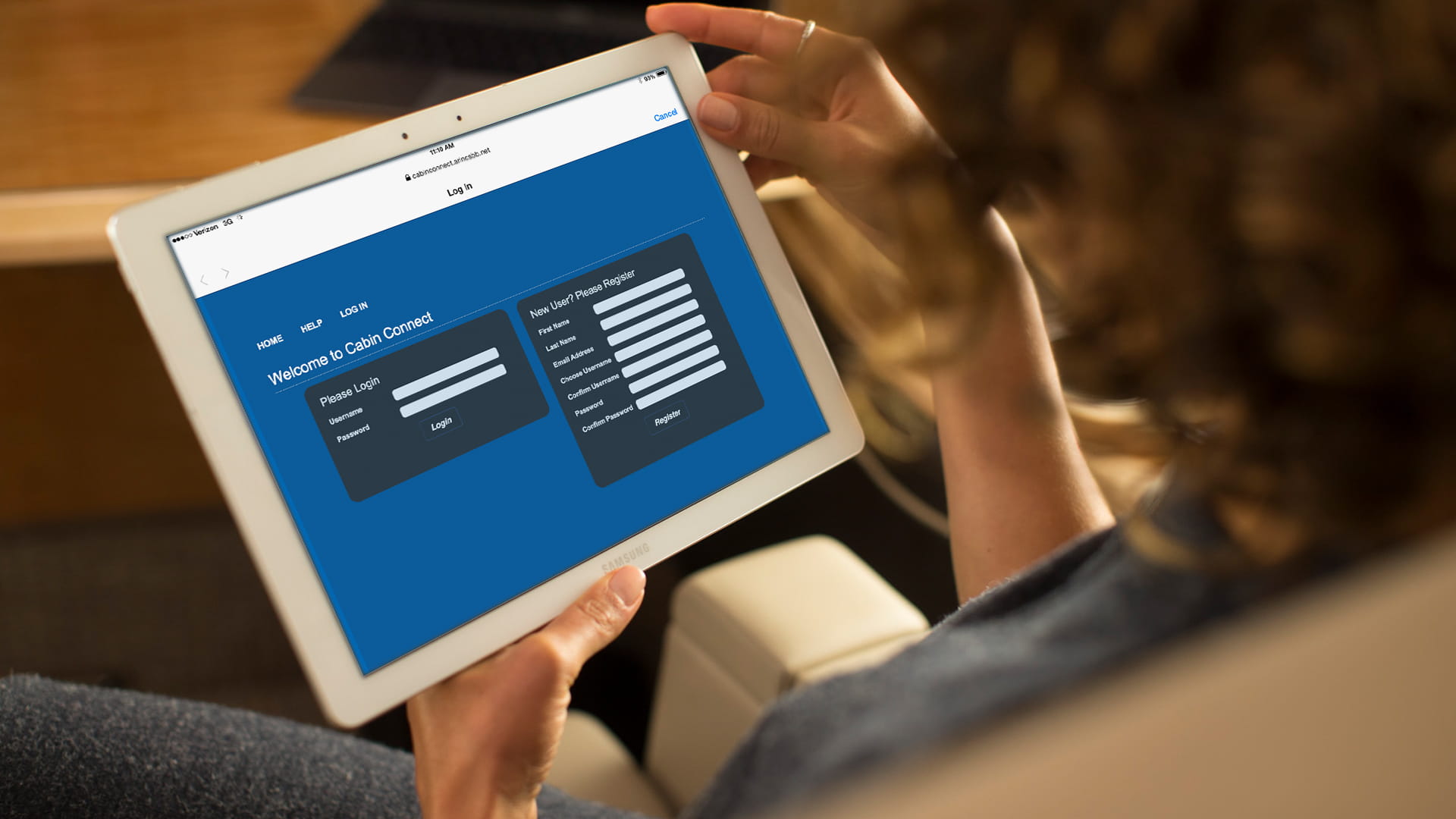 Cabin connect app on tablet