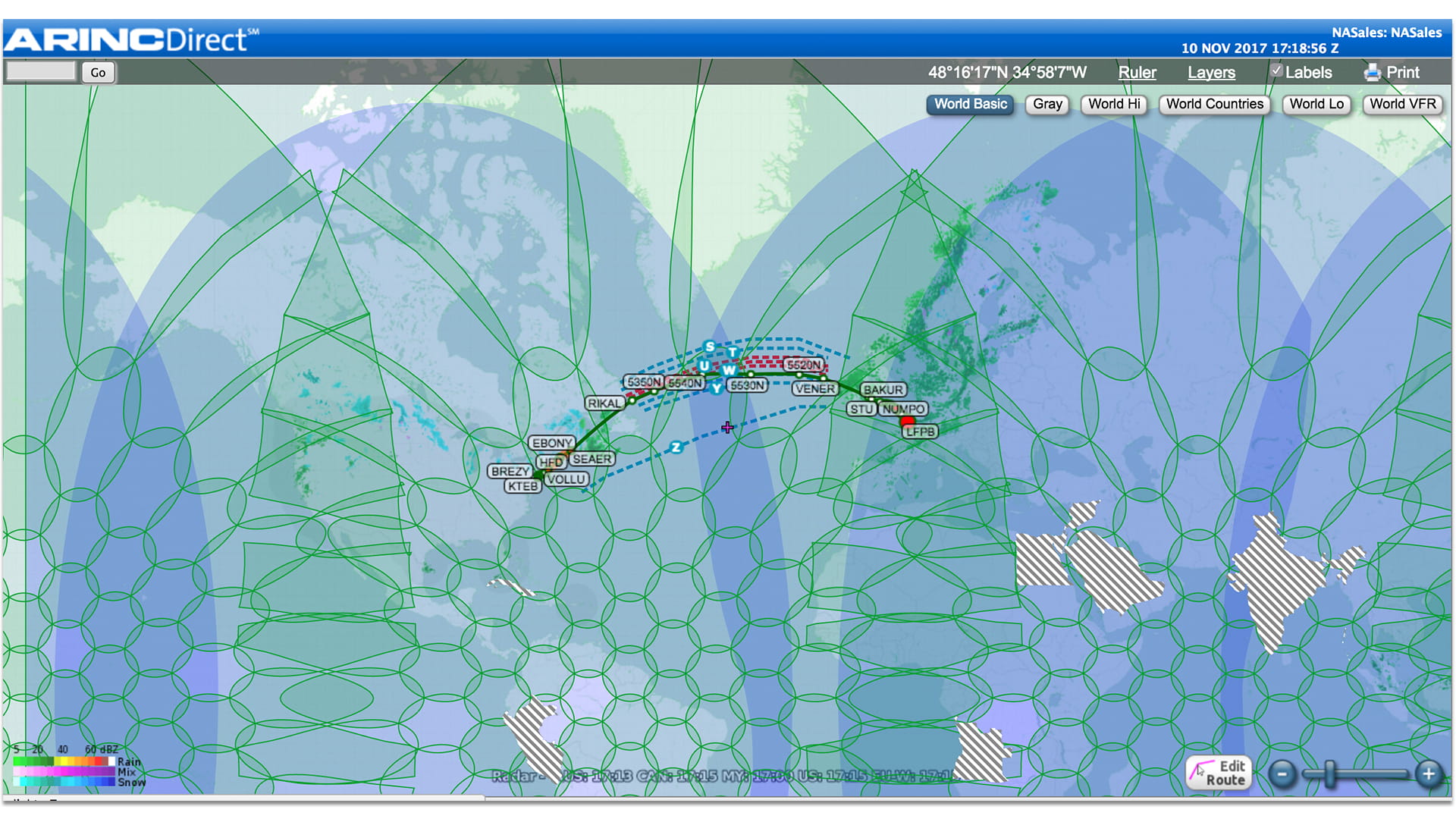 ARINC direct coverage map