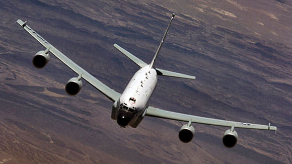 Military plane in flight