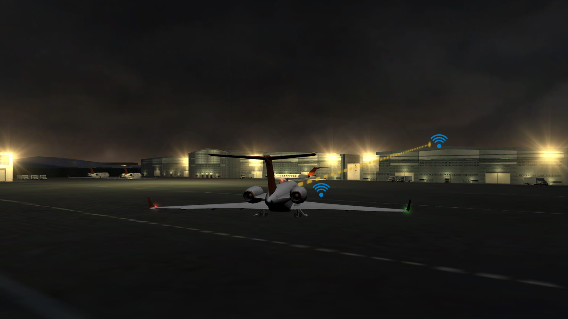 Night shot of jet