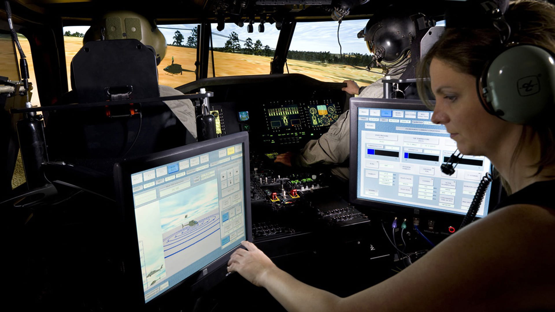 Lady in training simulation room