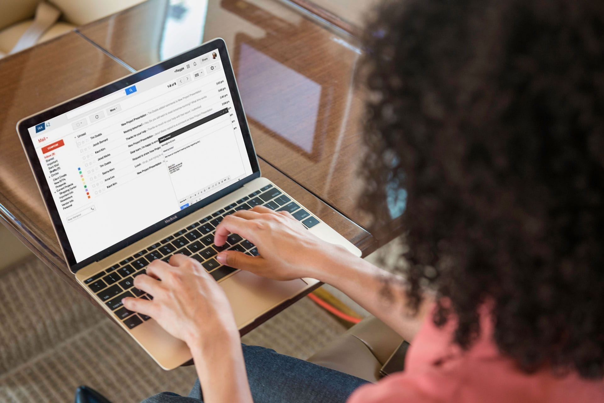 Woman using laptop