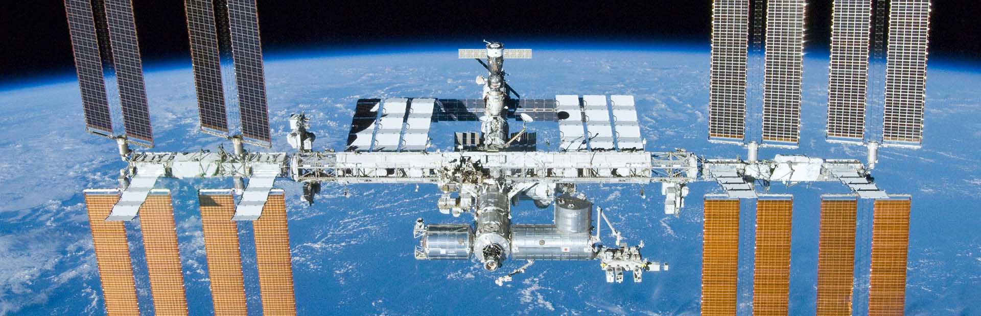 Satellite hovering over earth