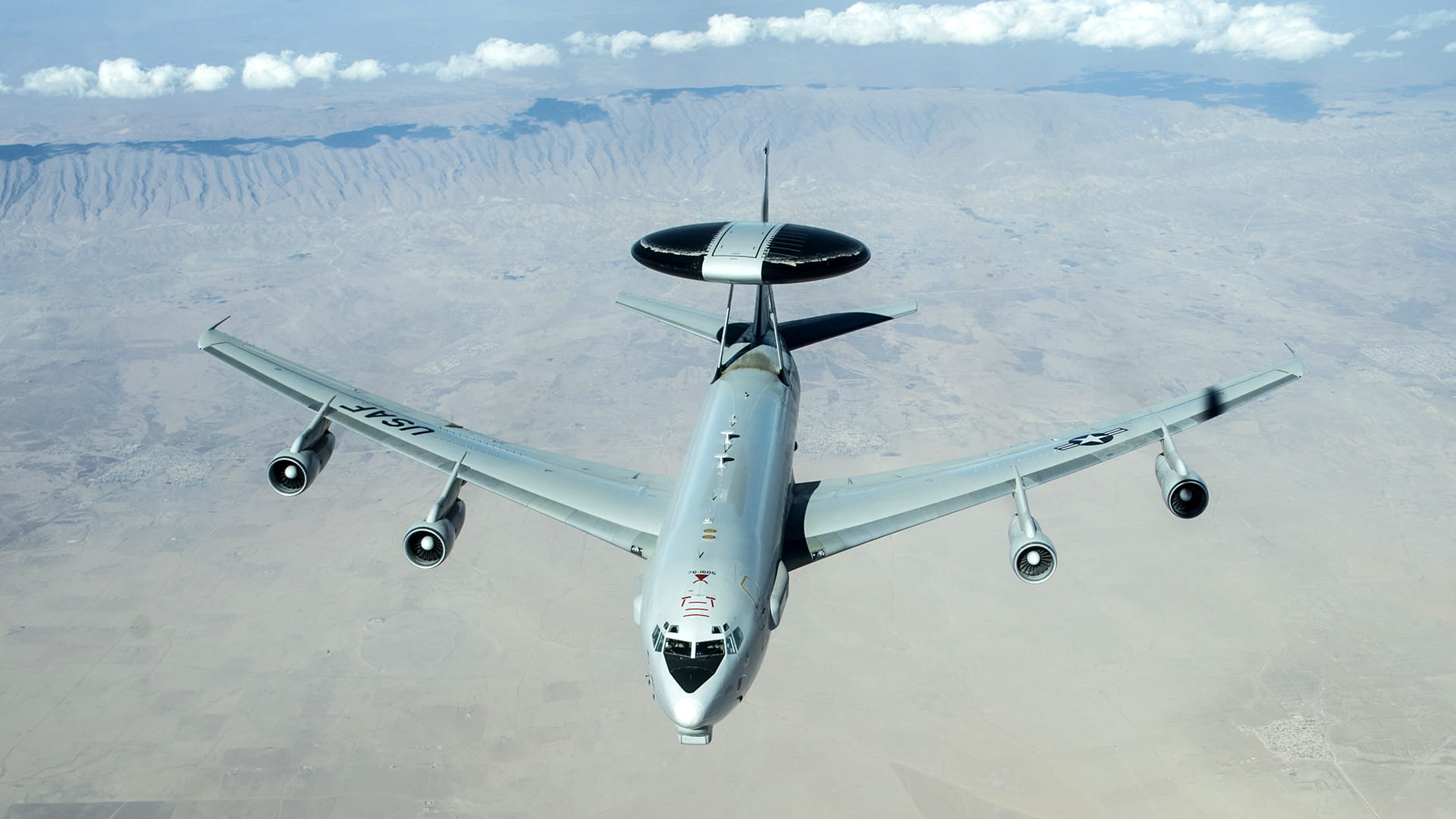 Military plane in flight