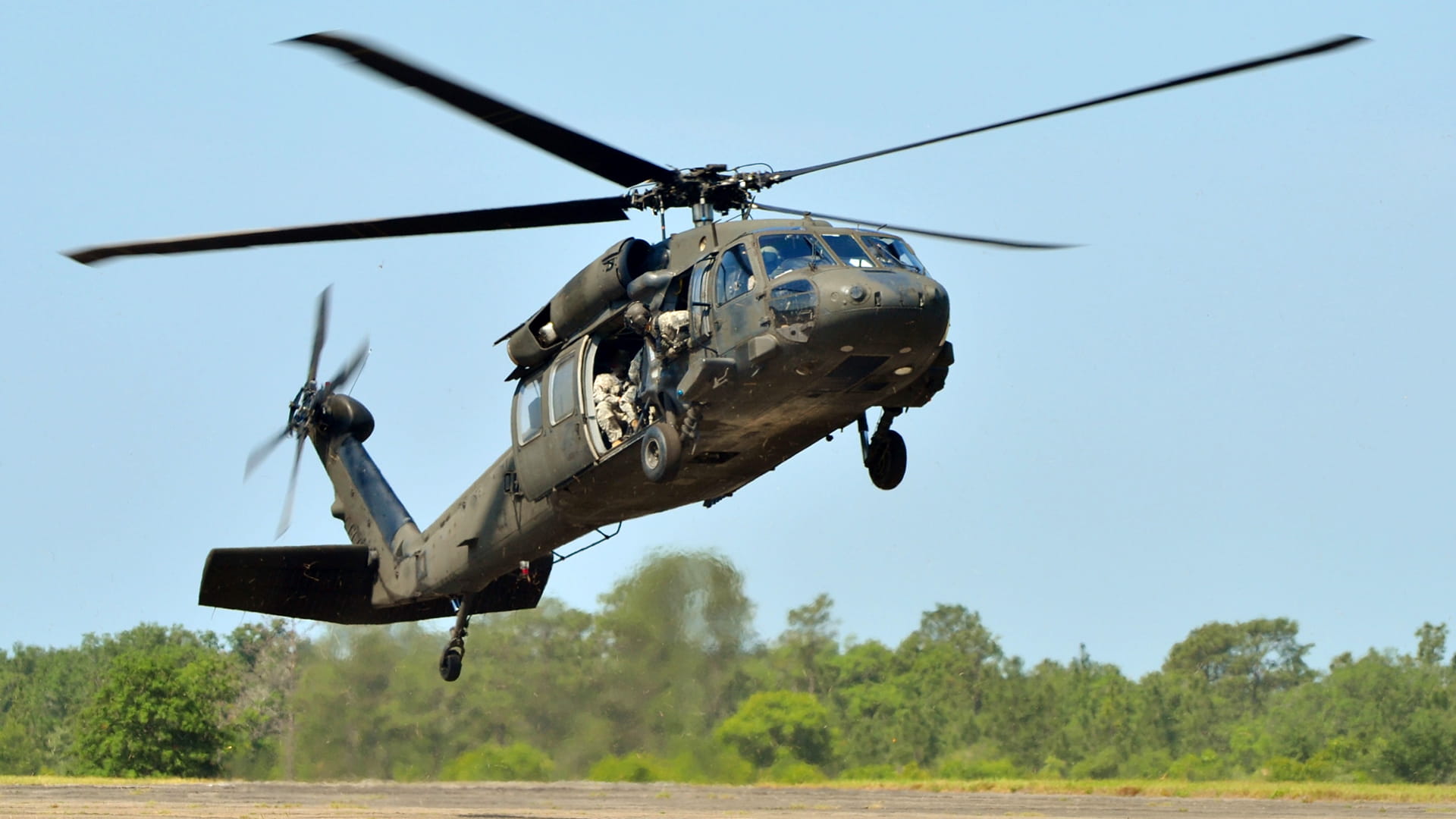 Military helicopter take off
