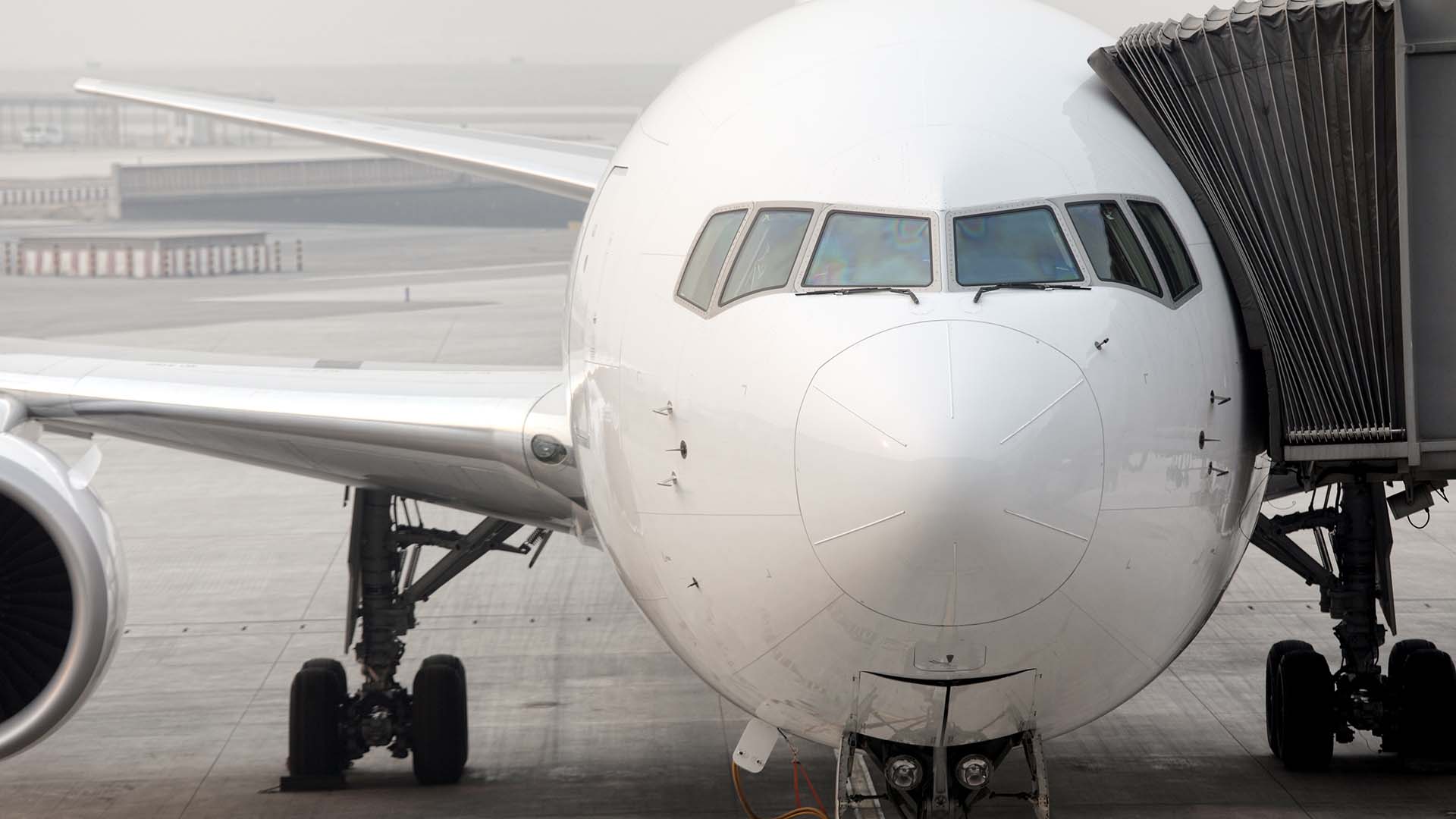 Airbus A320 at jet bridge