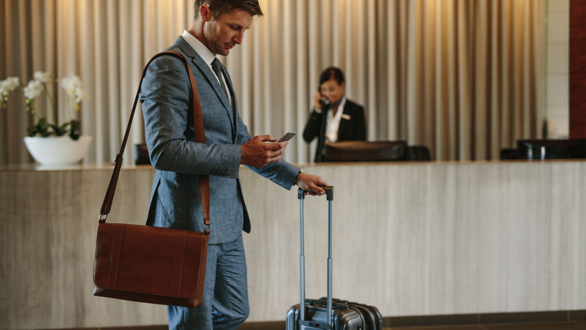 Customer at hotel check-in