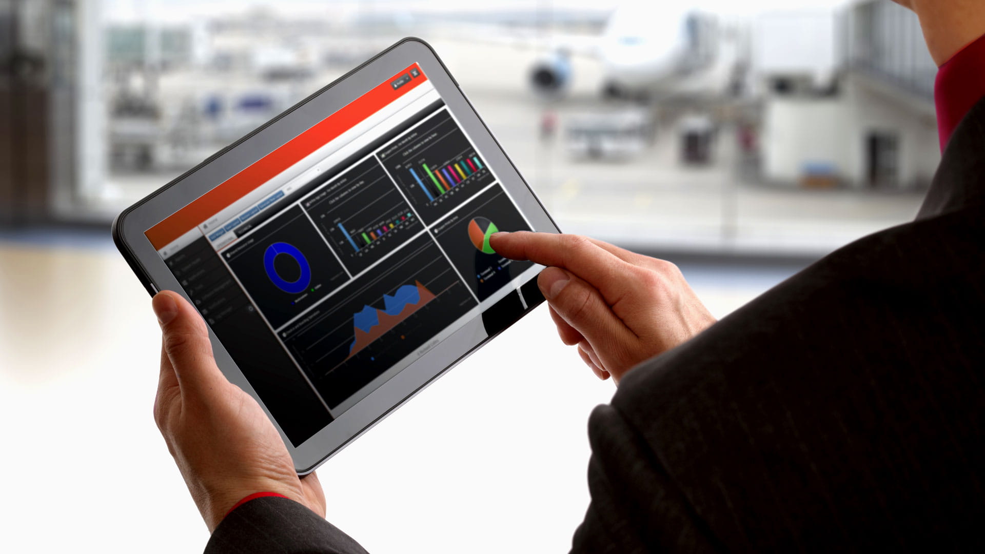 A person interacts with an app on a tablet