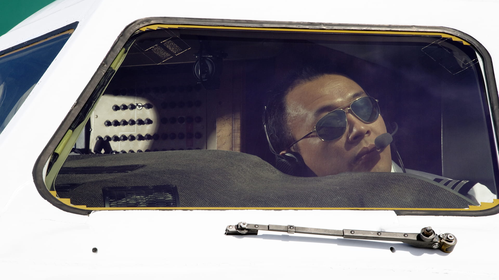 Pilot looking out of plane