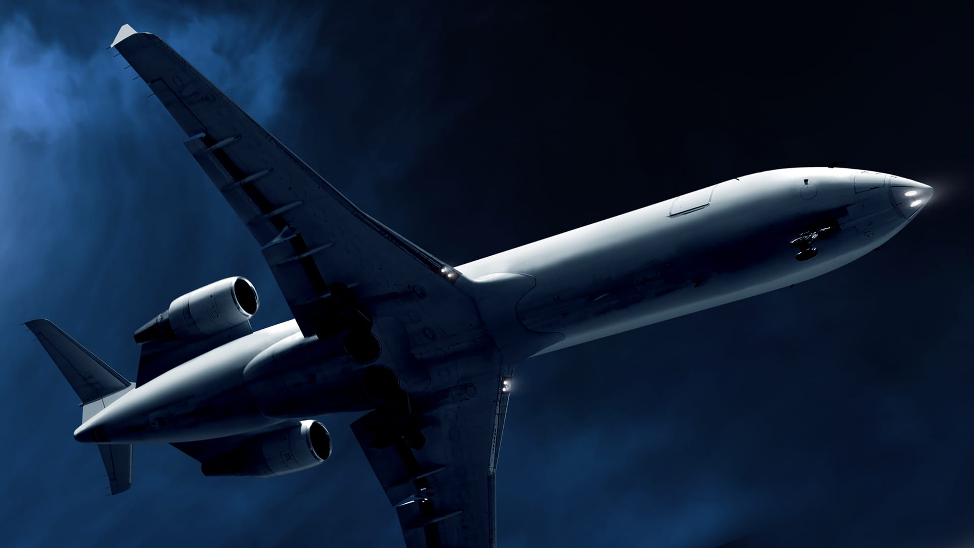 Biz jet beneath plane view