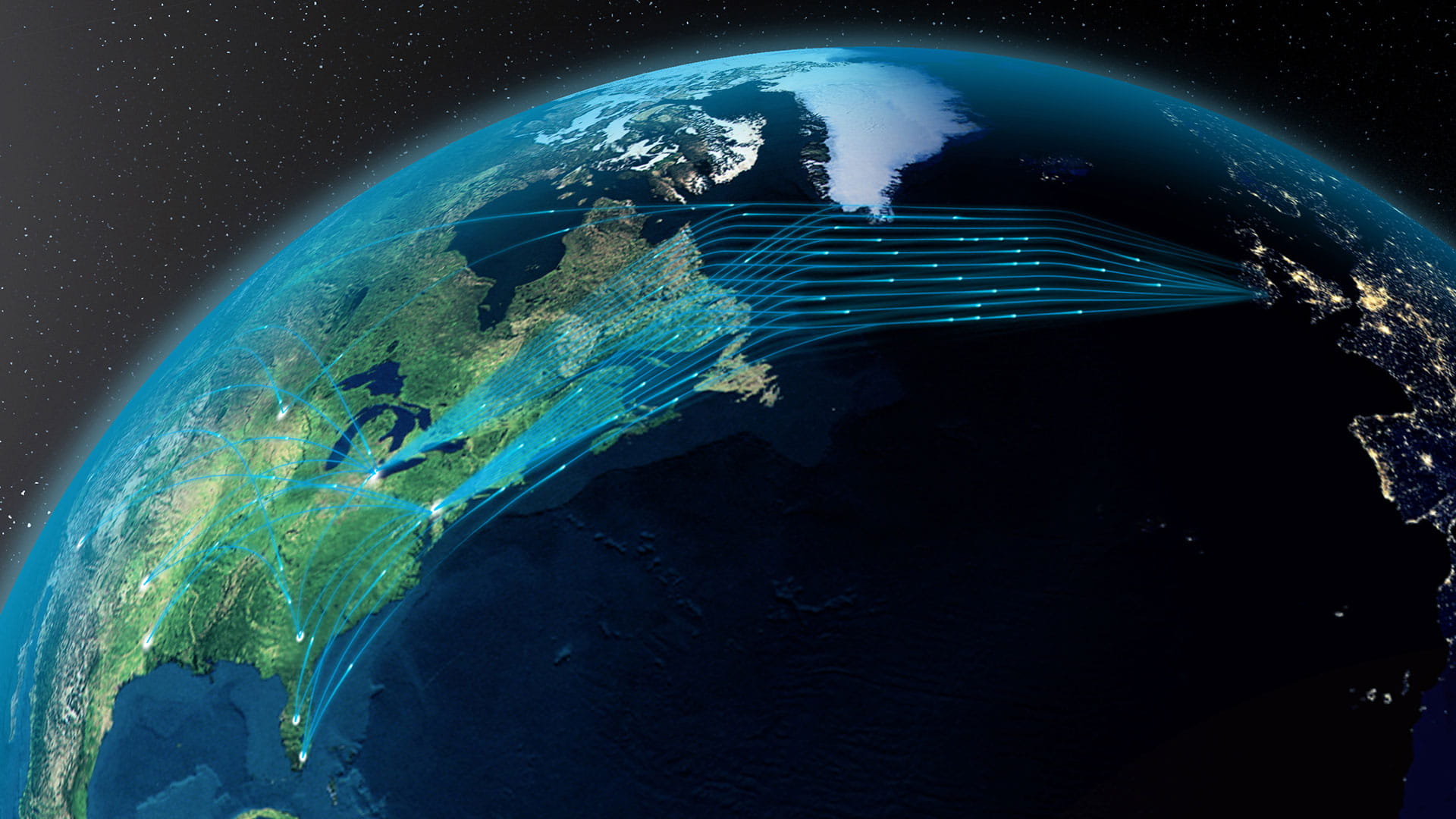Earth with data signal streams