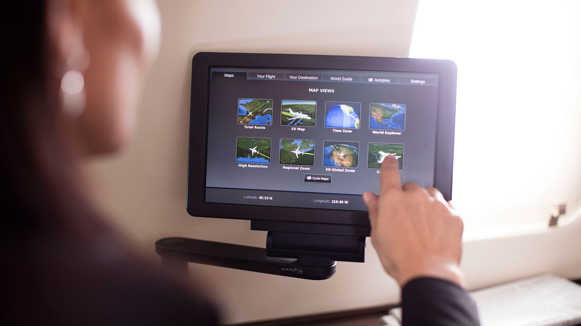 Woman touching infotainment