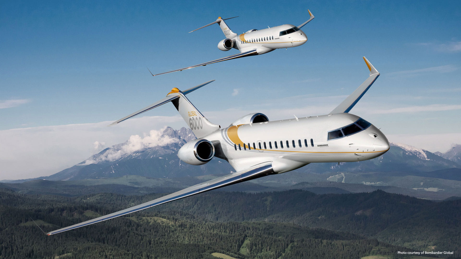 Two Bombardier Global aircraft