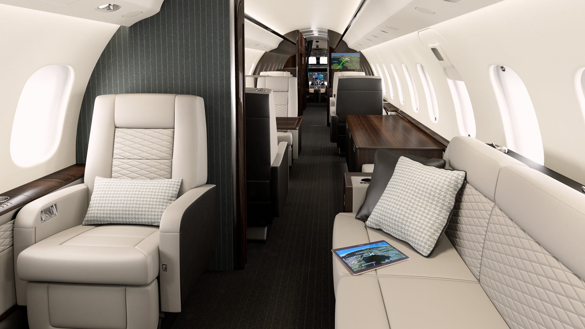 Private jet lounge view