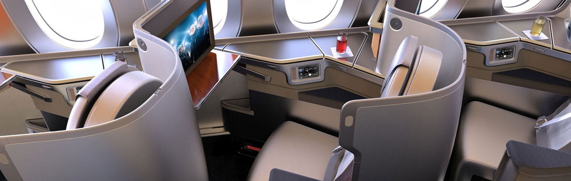 Business class seats on a commercial aircraft